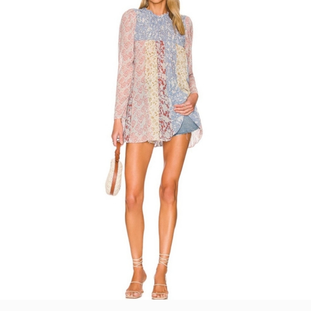 Free People Merrie Mix Sheer Tunic Top
